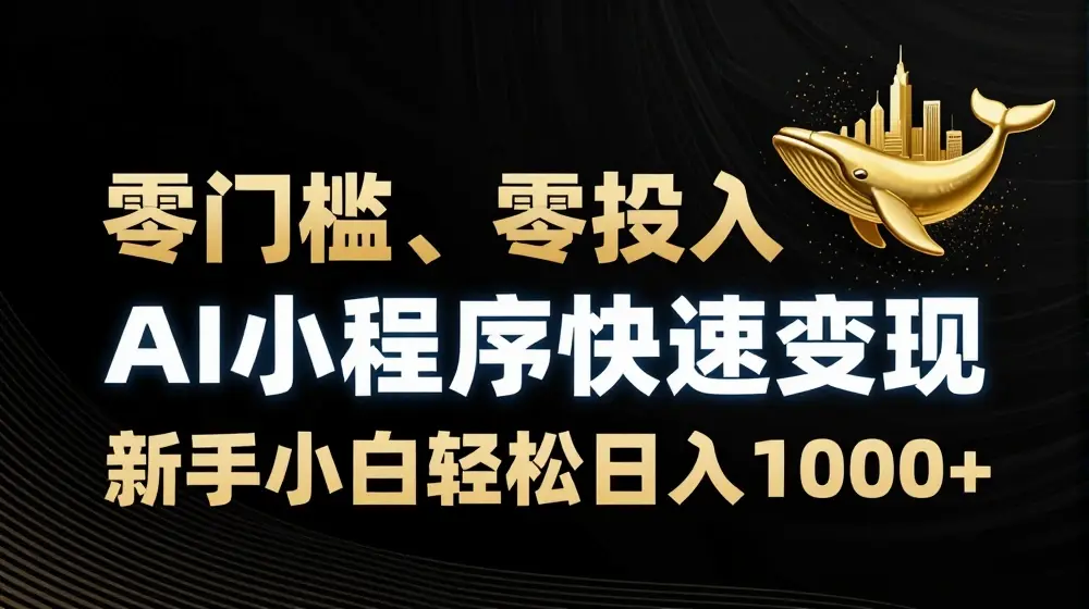 零门槛零投入，AI小程序快速变现，新手小白轻松日入几张【揭秘】