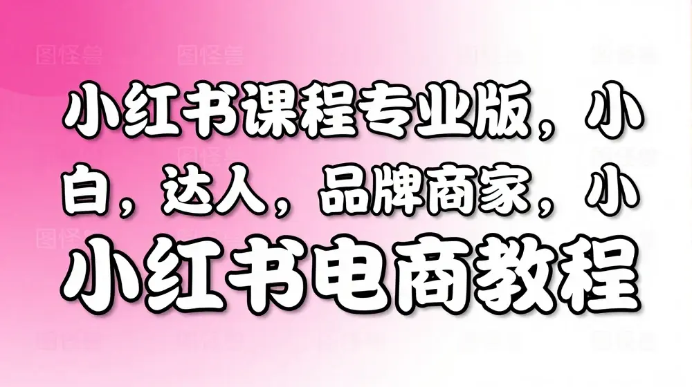 小红书课程专业版，小白，达人，品牌商家，小红书电商教程