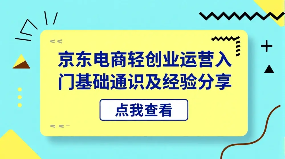 京东电商轻创业运营入门基础通识及经验分享