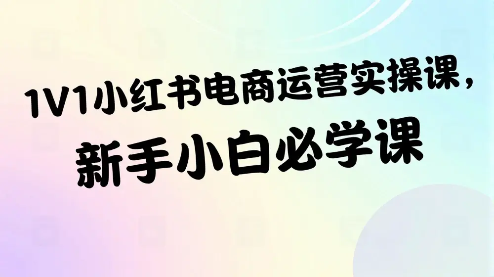 1V1小红书电商运营实操课，新手小白必学课