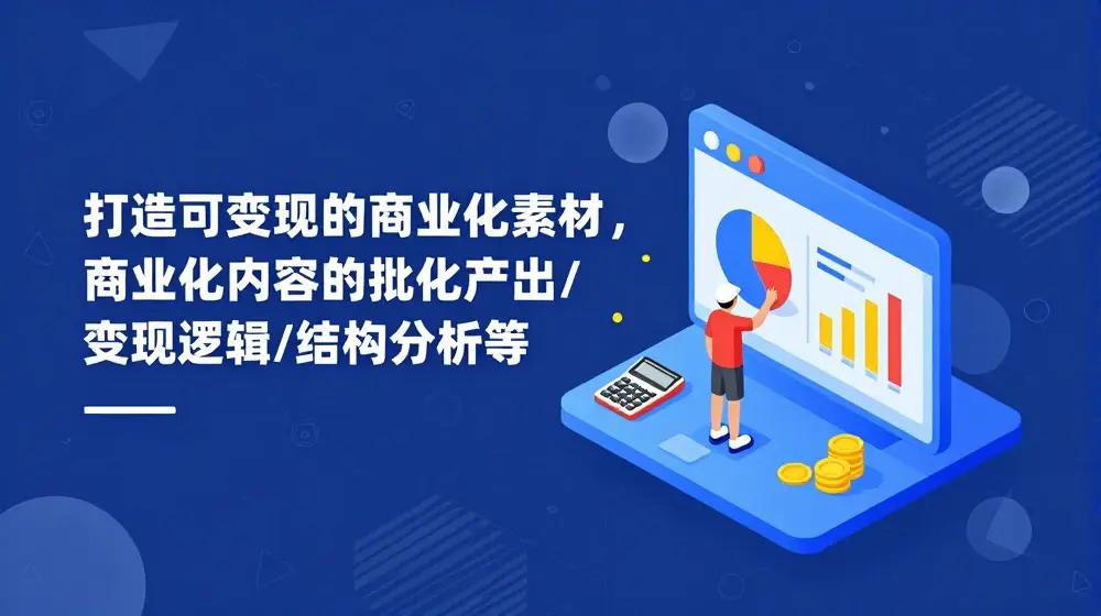 打造可变现的商业化素材，商业化内容的批量化产出/变现逻辑/结构分析等