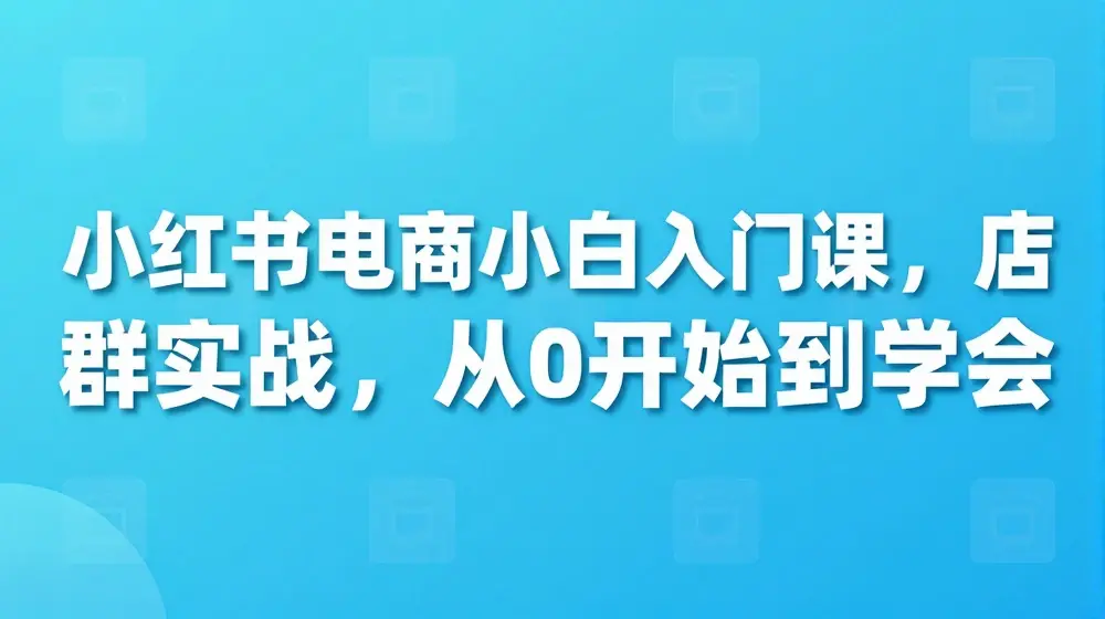 小红书电商小白入门课，店群实战，从0开始到学会