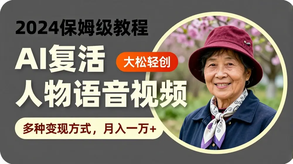 AI复活人物讲话视频：2024保姆级教程，多种变现方式，月入一万+【揭秘】