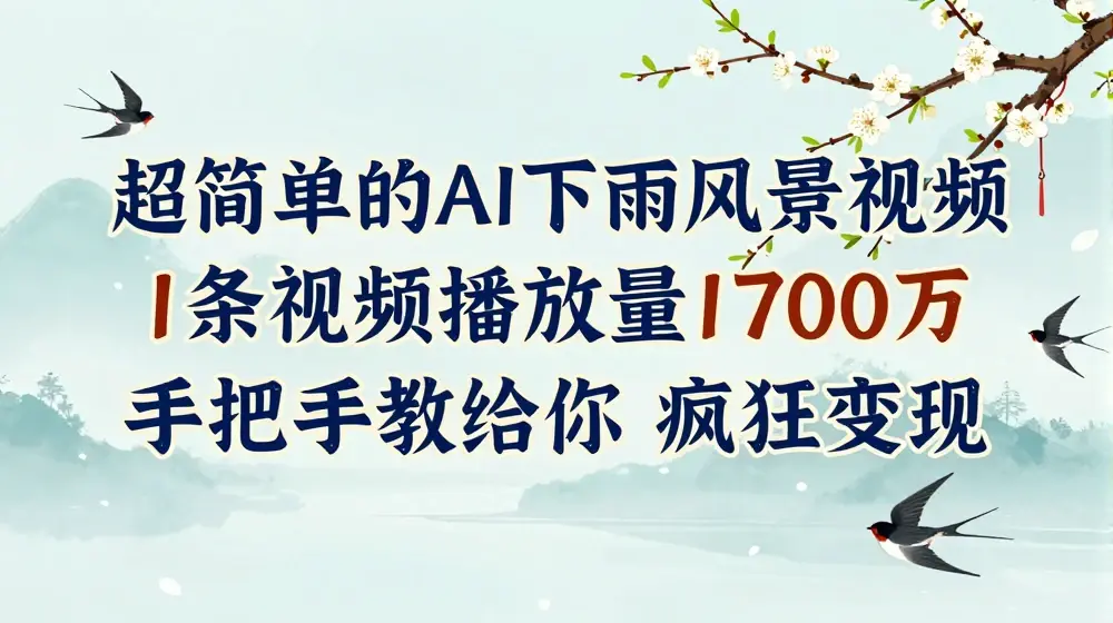 超简单的AI下雨风景视频，1条视频播放量1700万，手把手教给你【揭秘】