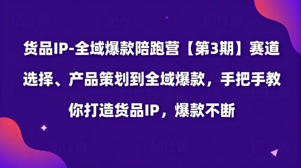 货品IP全域爆款陪跑营【第3期】赛道选择、产品策划到全域爆款，手把手教你打造货品IP，爆款不断