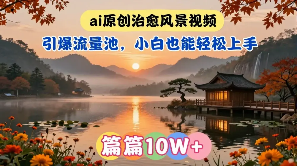 ai原创治愈风景视频，引爆流量池，小白也能轻松上手，篇篇10w+【揭秘】