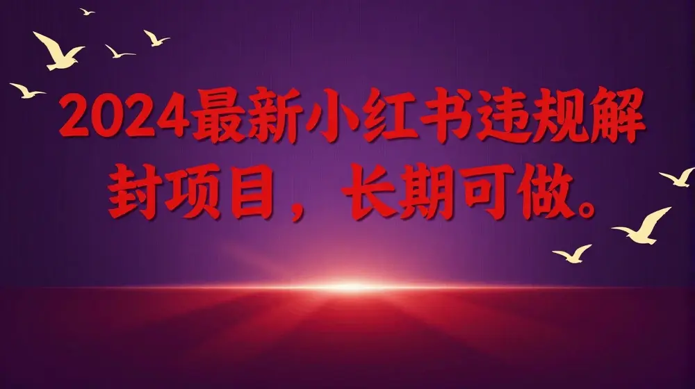 2024最新小红书违规解封项目，长期可做，一个可以做到退休的项目【揭秘】