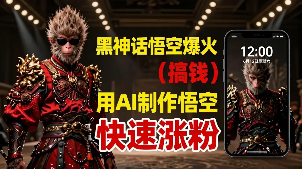 黑神话悟空爆火，已有人利用这波热点变现几十万，普通人也可用AI蹭上这波热度搞钱，有多重变现方法