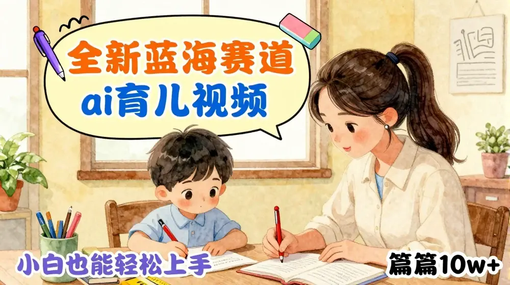 全新蓝海赛道-ai育儿视频，小白也能轻松上手，篇篇10w+【揭秘】