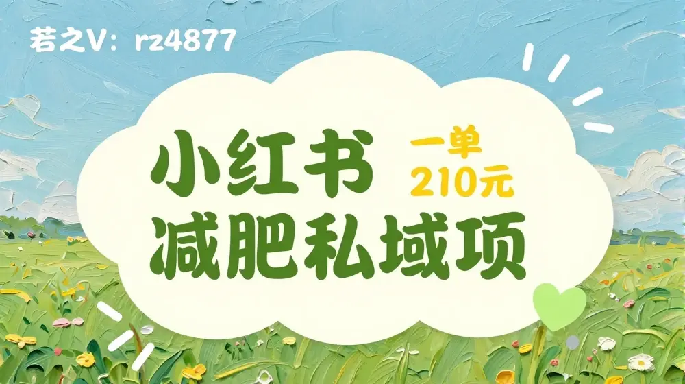 小红书减肥粉，私域变现项目，一单就达210元，小白也能轻松上手【揭秘】