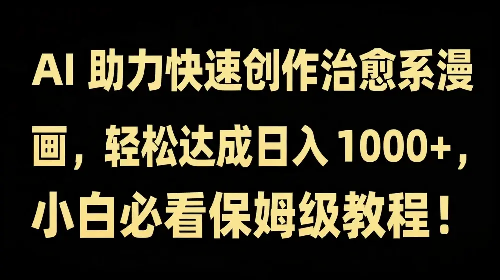 AI 助力快速创作治愈系漫画，轻松达成日入几张，小白必看保姆级教程!