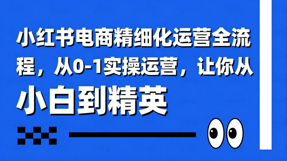小红书电商精细化运营全流程，从0-1实操运营，让你从小白到精英